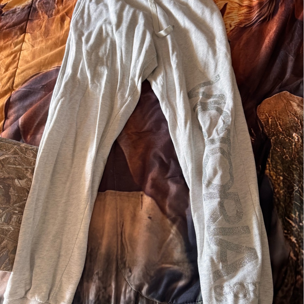 Victoria's Secret Light Gray Track Joggers with Logo